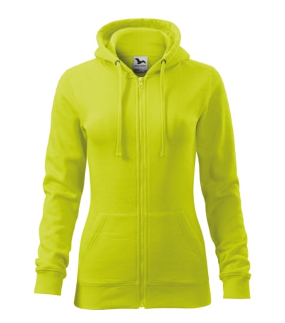 MALFINI TRENDY ZIPPER Women's sweatshirt in lime punch - promotional clothing printed with your company logo