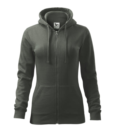 MALFINI TRENDY ZIPPER Women's sweatshirt in castor gray - promotional clothing printed with your company logo