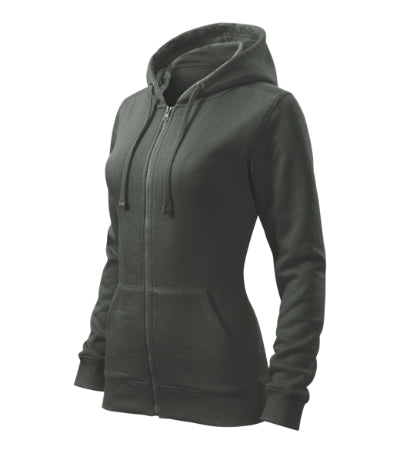 MALFINI TRENDY ZIPPER Women's sweatshirt in castor gray - promotional clothing printed with your company logo