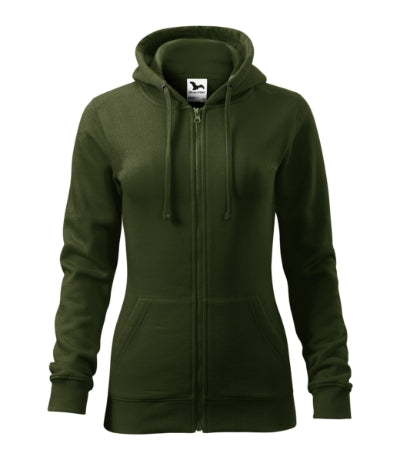 MALFINI TRENDY ZIPPER Women's sweatshirt in military - promotional clothing printed with your company logo