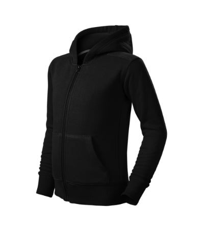 MALFINI TRENDY ZIPPER Kids' sweatshirt in black - promotional clothing printed with your company logo