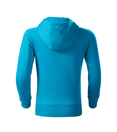 MALFINI TRENDY ZIPPER Kids' sweatshirt in blue atoll - promotional clothing printed with your company logo