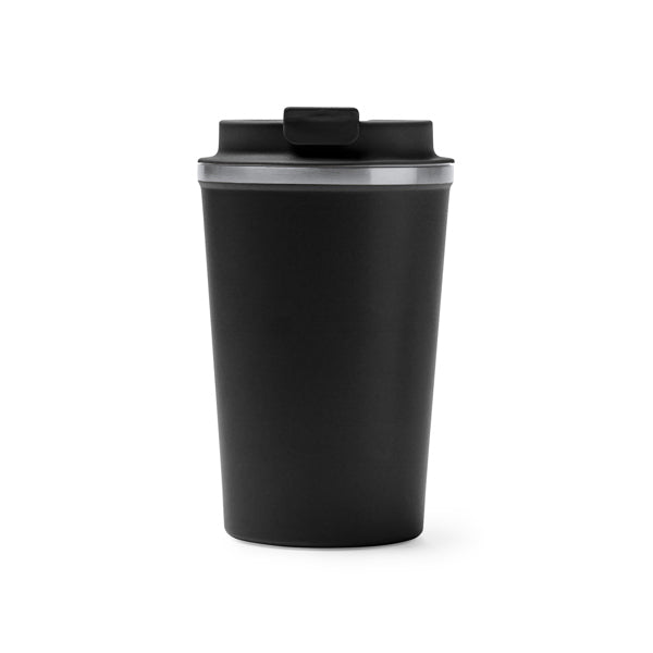Stamina OKELE Double-walled stainless steel thermal cup in black - promotional merchandise printed with your company logo