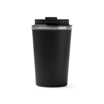 Stamina OKELE Double-walled stainless steel thermal cup in black - promotional merchandise printed with your company logo