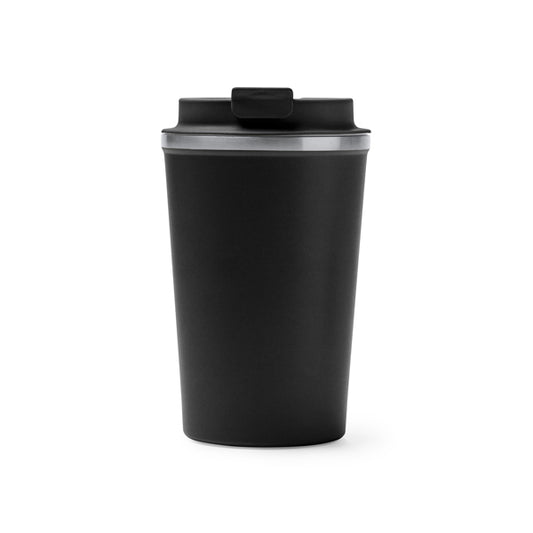 Stamina OKELE Double-walled stainless steel thermal cup in black - promotional merchandise printed with your company logo
