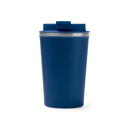 Stamina OKELE Double-walled stainless steel thermal cup in navy blue - promotional merchandise printed with your company logo