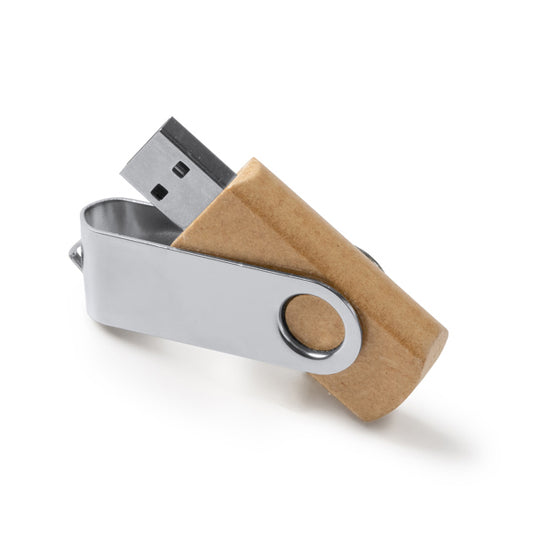 Stamina VIBO Recycled cardboard USB flash drive in beige - promotional merchandise printed with your company logo