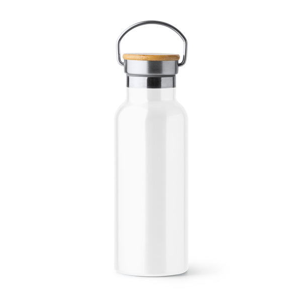 Stamina TISET Stainless steel double wall thermal bottle in white - promotional merchandise printed with your company logo