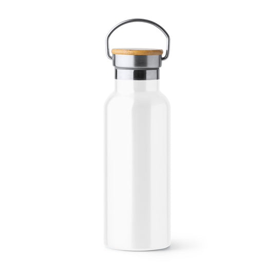 Stamina TISET Stainless steel double wall thermal bottle in white - promotional merchandise printed with your company logo