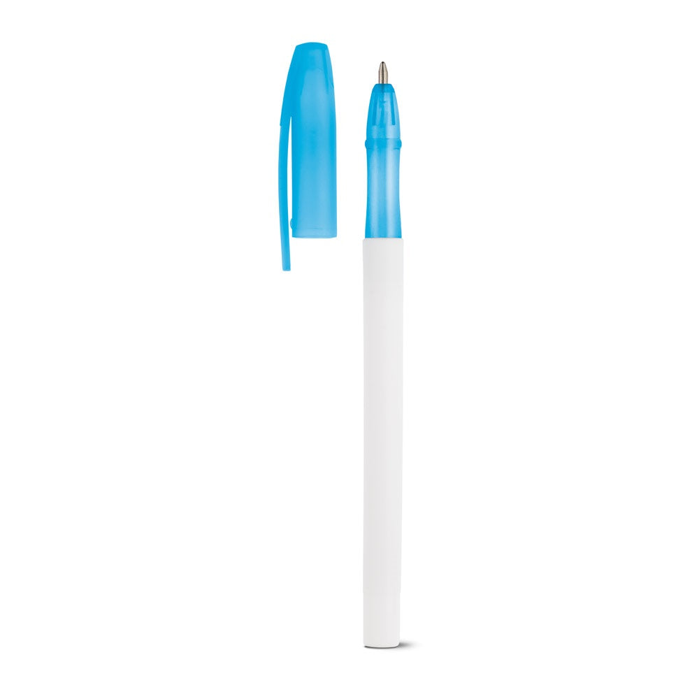 JADE promotional pen in light blue (detail view) with custom logo branding