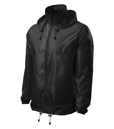 MALFINI WINDY Unisex windbreaker in black - promotional clothing printed with your company logo