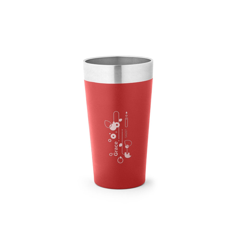 GRACE promotional travel cup in burgundy with custom logo branding