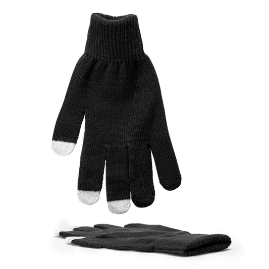Stamina ZELAND Acrylic touchscreen gloves in black - promotional merchandise printed with your company logo