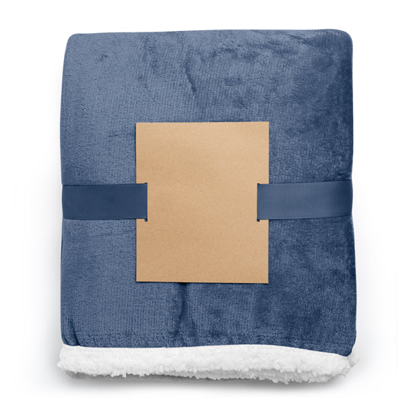 Stamina GLORY Sherpa-style blanket in navy blue - promotional merchandise printed with your company logo