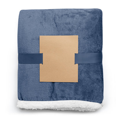 Stamina GLORY Sherpa-style blanket in navy blue - promotional merchandise printed with your company logo