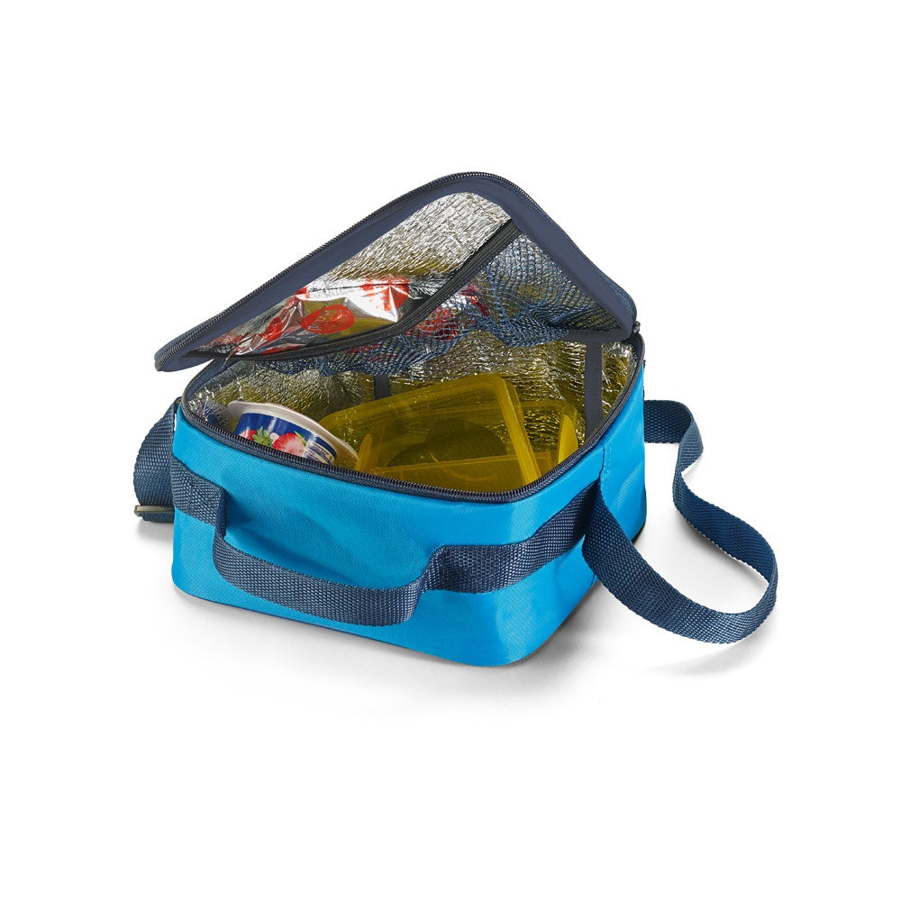 TURTLE promotional cooler bag in light blue (detail view) with custom logo branding