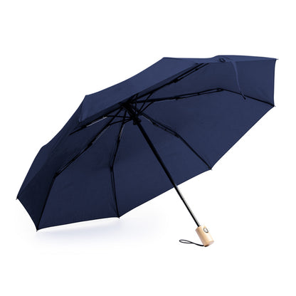 Stamina NAURO Polyester and wood umbrella in white - promotional merchandise printed with your company logo