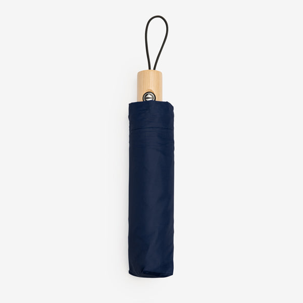 Stamina NAURO Polyester and wood umbrella in navy blue - promotional merchandise printed with your company logo