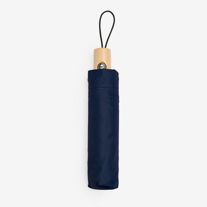 Stamina NAURO Polyester and wood umbrella in navy blue - promotional merchandise printed with your company logo