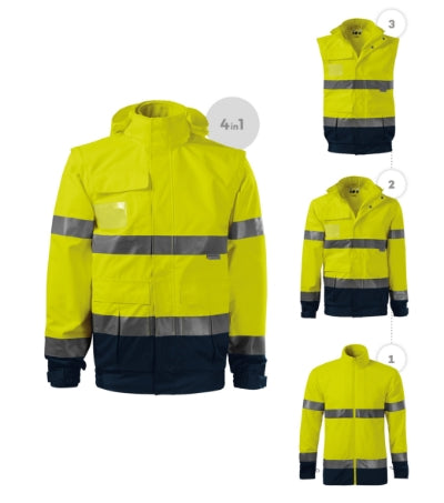 RIMECK HV GUARD 4 IN 1 Unisex jacket in fluorescent yellow - promotional clothing printed with your company logo
