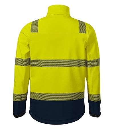 RIMECK HV DROP Unisex softshell jacket in fluorescent yellow - promotional clothing printed with your company logo