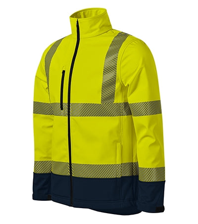 RIMECK HV DROP Unisex softshell jacket in fluorescent yellow - promotional clothing printed with your company logo