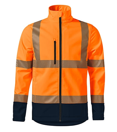 RIMECK HV DROP Unisex softshell jacket in fluorescent orange - promotional clothing printed with your company logo