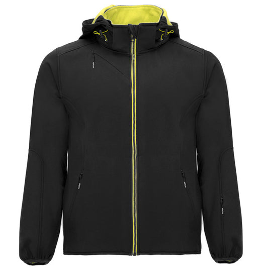 ROLY SIBERIA Men's softshell jacket in black/punch lime - promotional clothing printed with your company logo