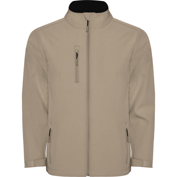 ROLY NEBRASKA Men's softshell jacket in dark sand - promotional clothing printed with your company logo