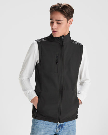 ROLY QUEBEC Men's softshell vest in black - promotional clothing printed with your company logo