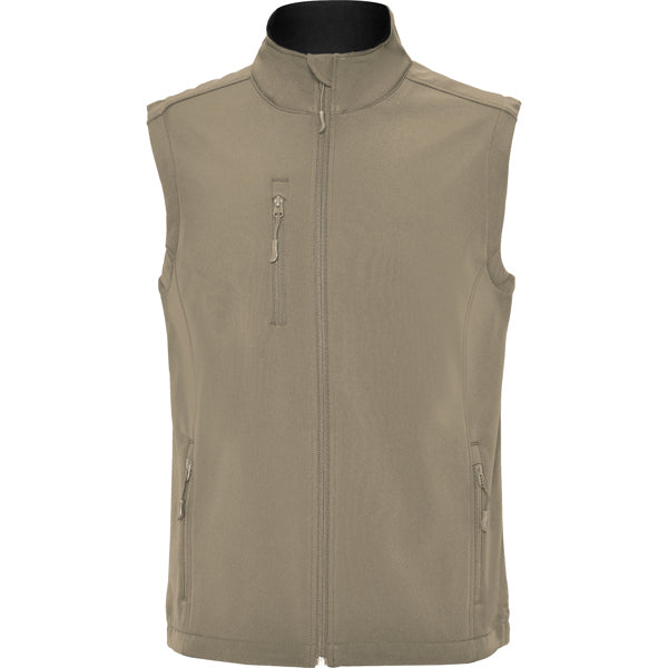 ROLY QUEBEC Men's softshell vest in dark sand - promotional clothing printed with your company logo