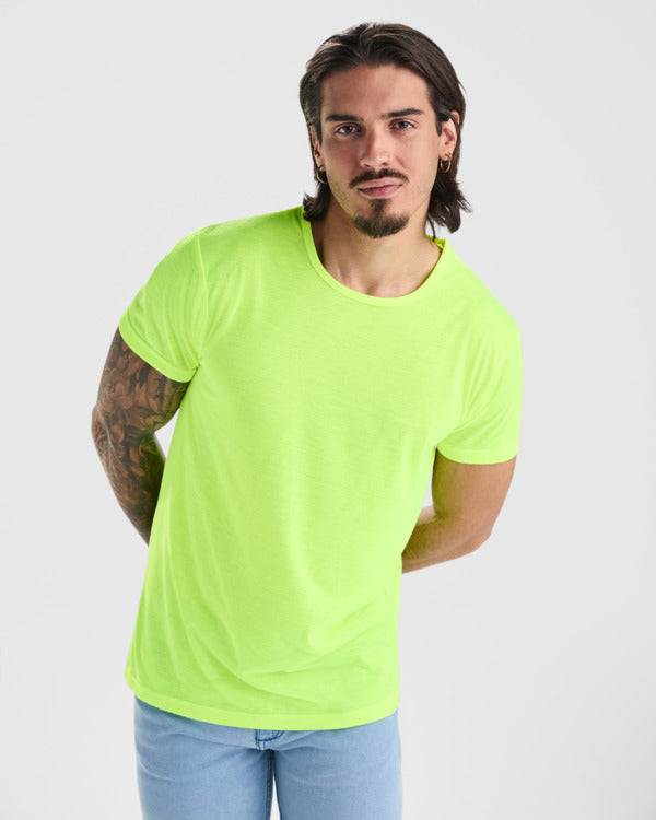 ROLY AKITA Men's T-shirt in fluor yellow - promotional clothing printed with your company logo