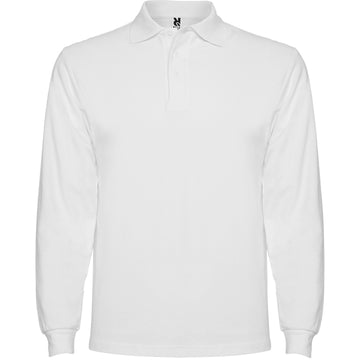 ROLY ESTRELLA L/S Men's long-sleeve polo shirt in white - promotional clothing printed with your company logo