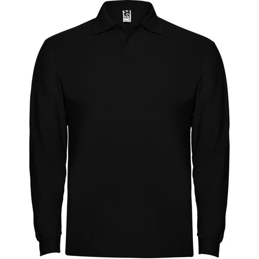 ROLY ESTRELLA L/S Men's long-sleeve polo shirt in black - promotional clothing printed with your company logo