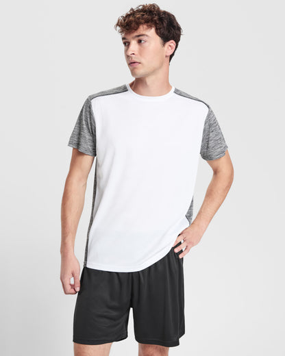ROLY ZOLDER Men's T-shirt in white/heather black - promotional clothing printed with your company logo