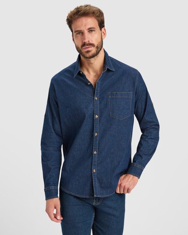 ROLY WRK LUJAN Unisex shirt in blue jeans - promotional clothing printed with your company logo