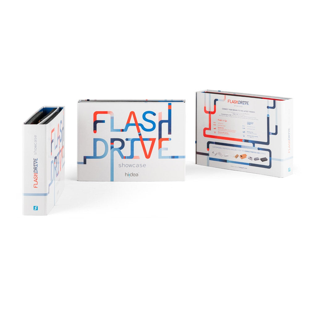 FLASH DRIVE SHOWCASE promotional USB drive in assorted (detail view) with custom logo branding