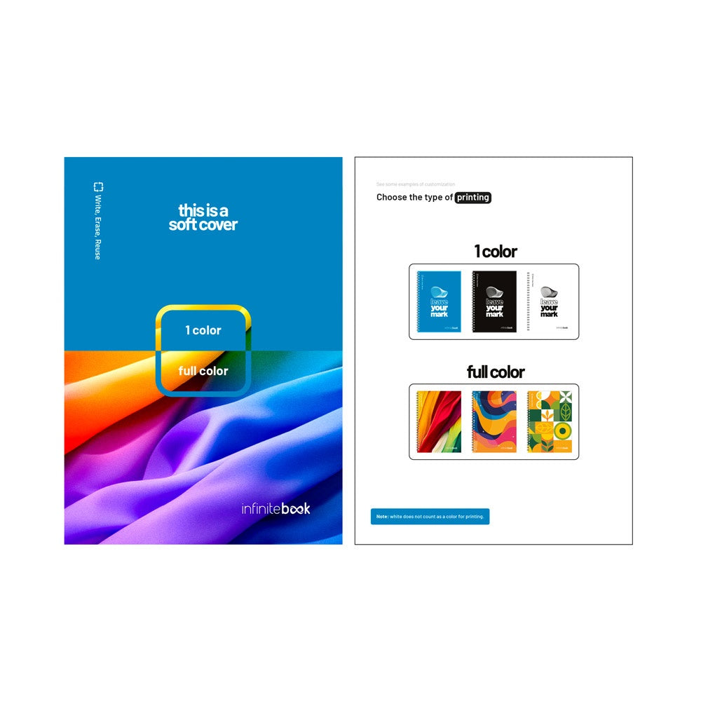 INFINITEBOOK SHOWCASE promotional notebook in assorted (detail view) with custom logo branding
