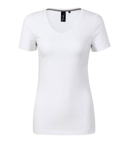 MALFINI Premium ACTION V-NECK Women's T-shirt in white - promotional clothing printed with your company logo