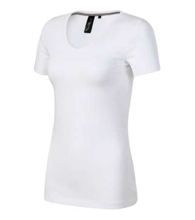 MALFINI Premium ACTION V-NECK Women's T-shirt in white - promotional clothing printed with your company logo