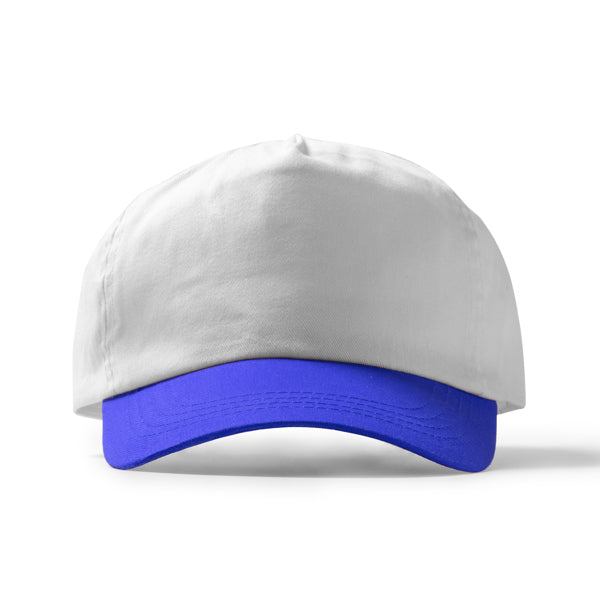 Stamina FREYA Cotton cap in white/royal blue - promotional merchandise printed with your company logo