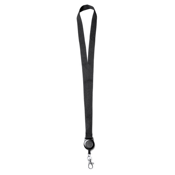 Stamina SUMBA Lanyard with retractable accessory in black - promotional merchandise printed with your company logo