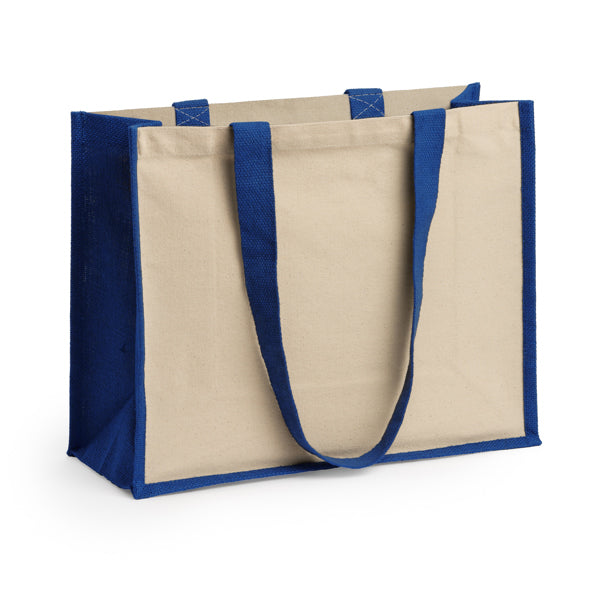 NANTES - Bag in laminated jute with long handles and both sides in cotton