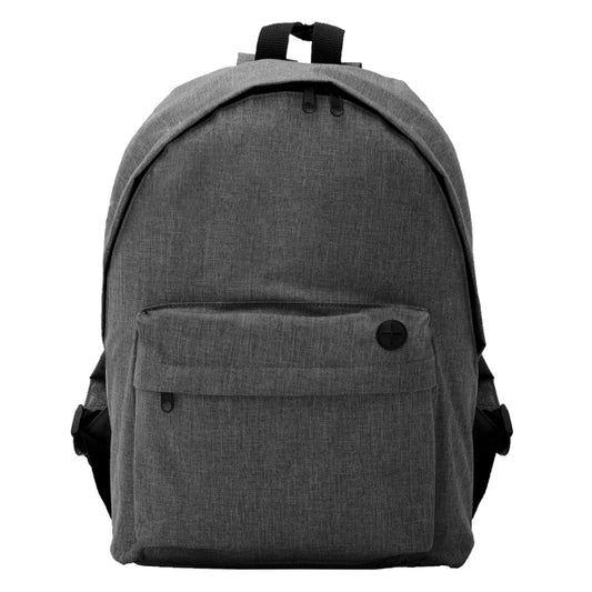Stamina TEROS Classic 300D polyester backpack in heather black - promotional merchandise printed with your company logo