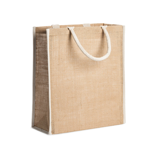 KOPER - Natural jute bag with trims and reinforced cotton handles