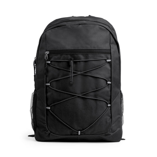 Stamina MISURI 600D polyester backpack in black - promotional merchandise printed with your company logo