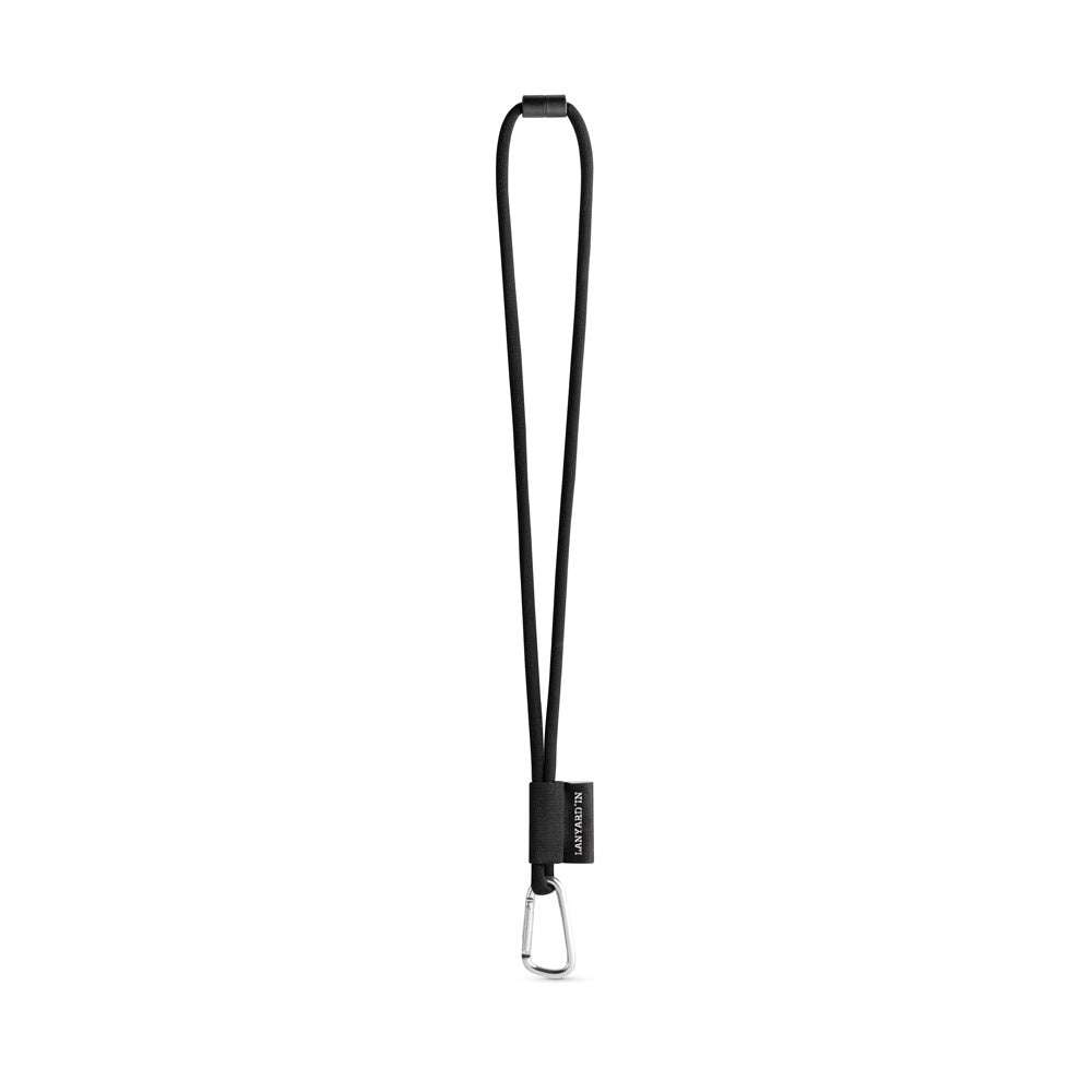 SET Lanyard TUBE Long (Ø 7 mm) with D-shape carabiner 55 mm and safety lock Ø 7 mm promotional lanyard in 300 - black with