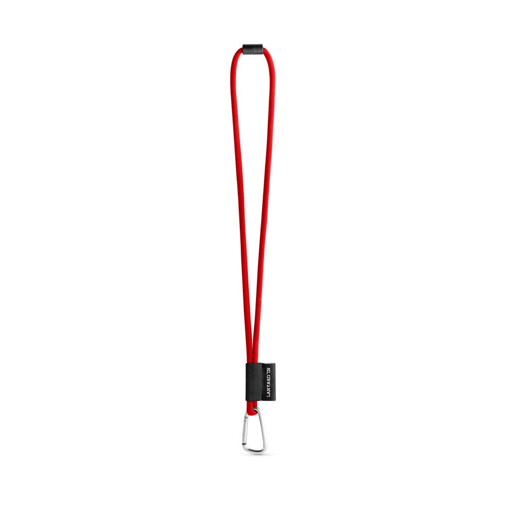 SET Lanyard TUBE Long (Ø 7 mm) with D-shape carabiner 55 mm and safety lock Ø 7 mm promotional lanyard in 302 - red with