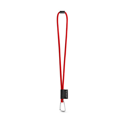 SET Lanyard TUBE Long (Ø 7 mm) with D-shape carabiner 55 mm and safety lock Ø 7 mm promotional lanyard in 302 - red with