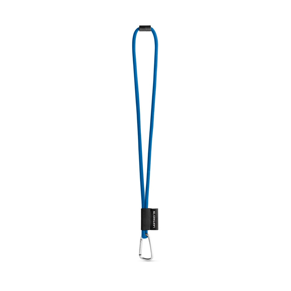 SET Lanyard TUBE Long (Ø 7 mm) with D-shape carabiner 55 mm and safety lock Ø 7 mm promotional lanyard in 303 - blue with